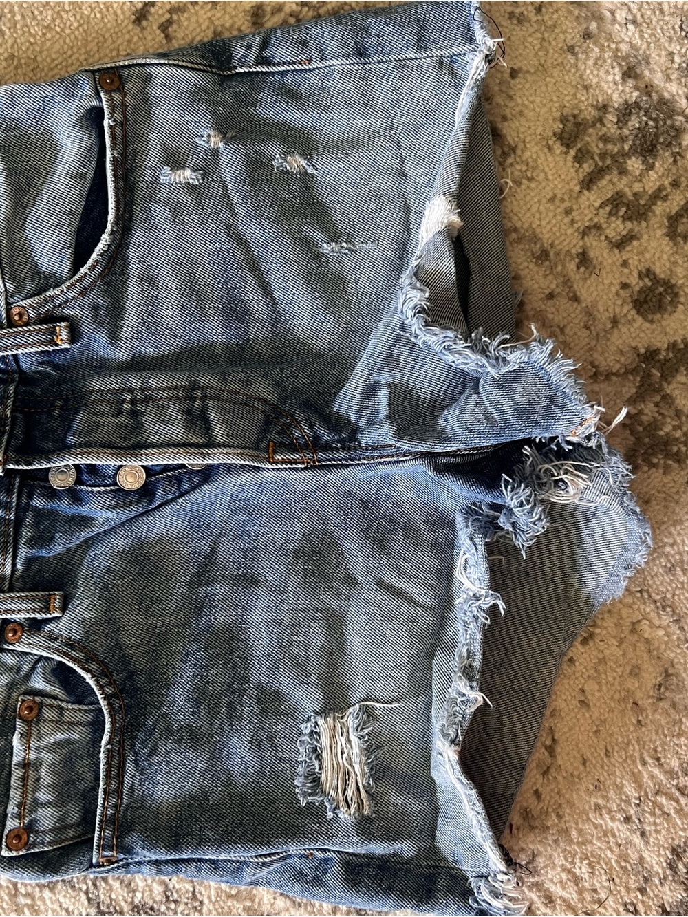 Signature by Levi Strauss Distressed Light Blue Denim Shorts
